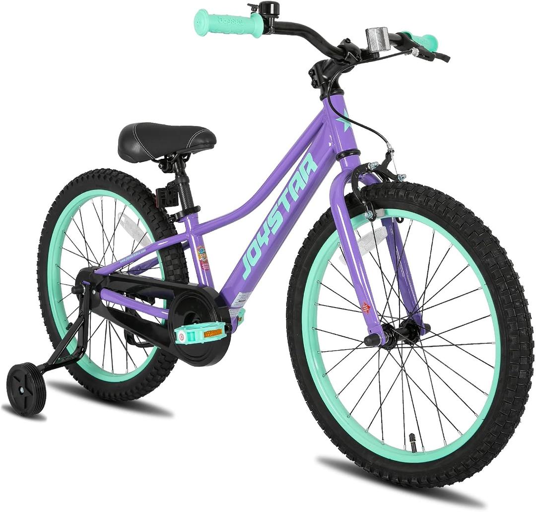 JOYSTAR NEO 20 Inch Girls Bike for Ages 6-10 Years Old Boys & Girls, 20 Inch Kids Mountain Bike with Training Wheels & Handbrake & Kickstand Purple