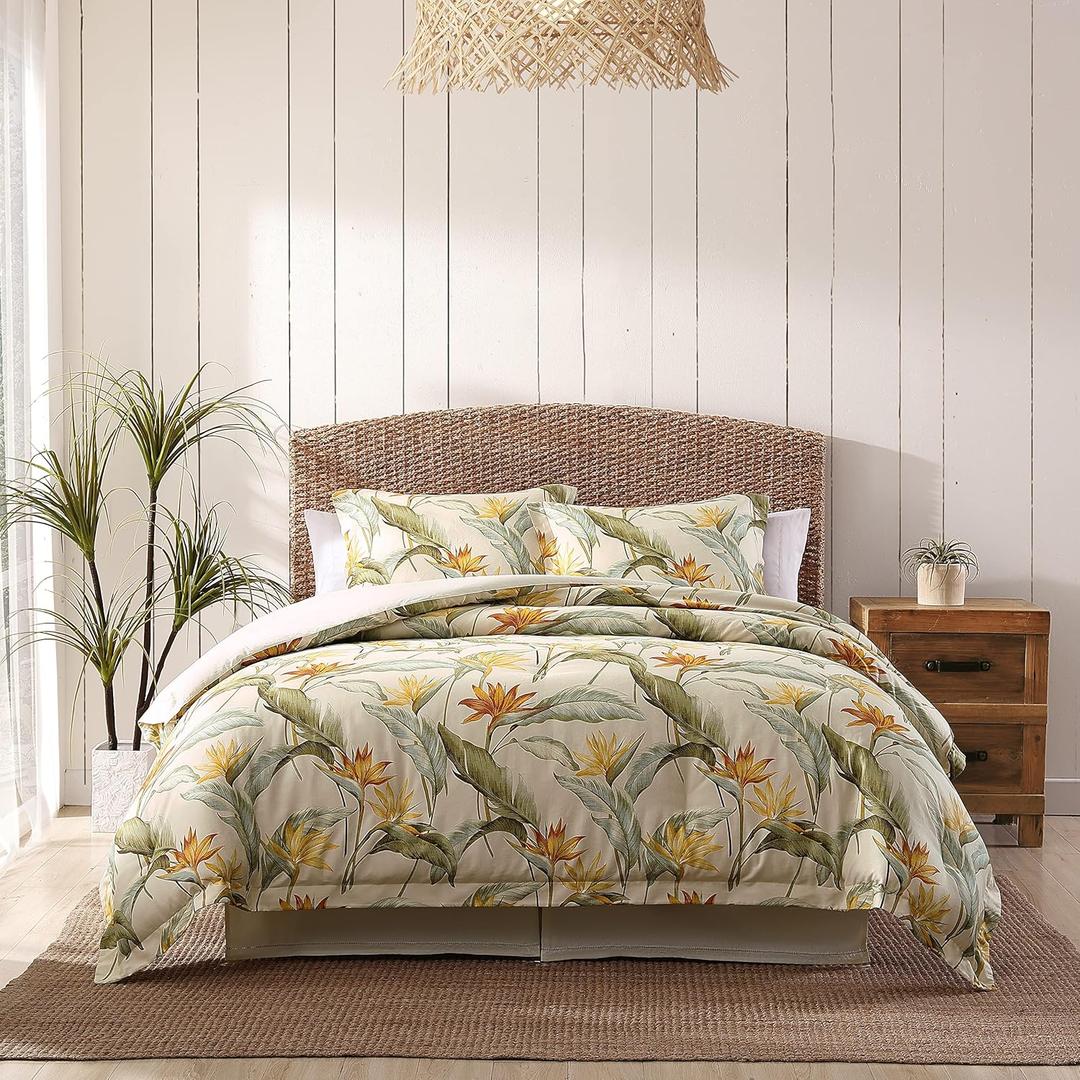Tommy Bahama Nautica - Queen Duvet Cover Set, Cotton Reversible Bedding with Button Closure, Stylish Home Decor, Bradford Navy/Khaki, Queen