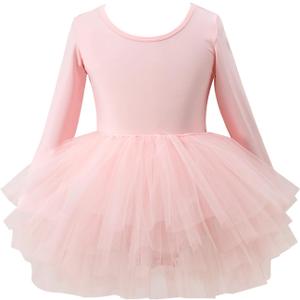 Tutu.kk Girls' Camisole Dance Tutu Leotard with Fluffy 4-Layers Ballet Dress for Ballerina (4-6 T) (Long-ballet Pink)
