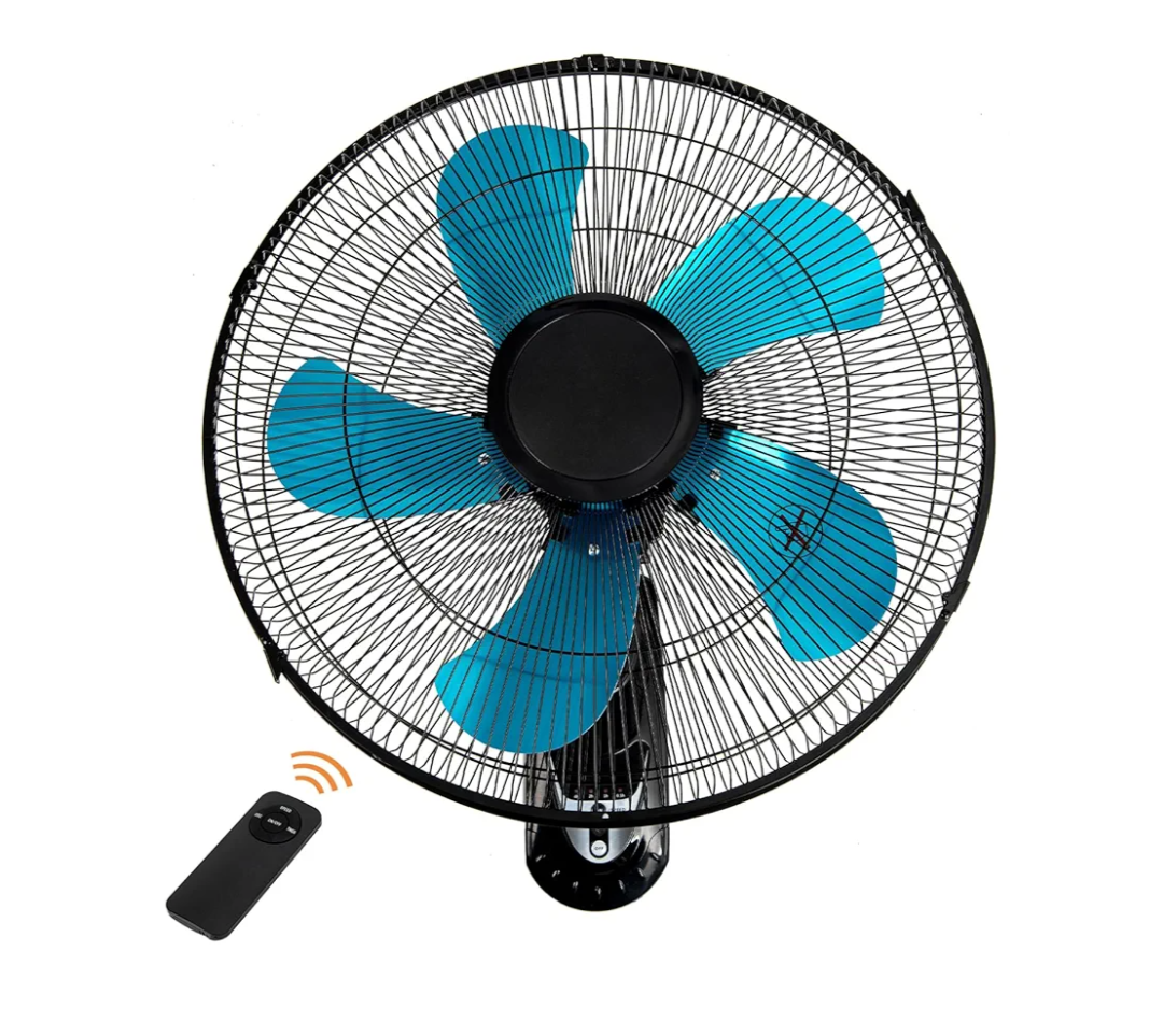 20 Inch Wall Mount Fan with Remote, 3-speed Wall Oscillating Quiet Fan with 5 Blades, Adjustable Tilt and Timing, High Velocity Wall-Mounted Fans for Bedroom, Gym, Office, Warehouse, Garage, Blue