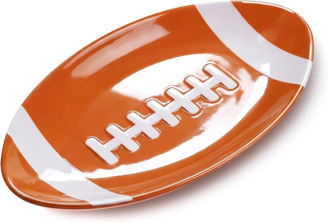 1 Pcs Football Serving Tray Melamine Football Plates Reusable Party Serving Dishes for Snacks Cookies Dessert Dishwasher Safe