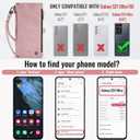 Defencase Compatible with Samsung Galaxy S21 Ultra Case Wallet with RFID Blocking Card Holder for Women Men, PU Leather Magnetic Snap Flip Zipper Strap Wallet Case Fit for Galaxy S21 Ultra 5G, Pink
