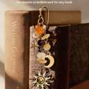 Buleens 2 Pack Bookmarks for Women Reading - Book Marks for Readers Book Lovers, Vintage Sliver Gold Celestial Star Moon Sun Personalized Metal Bookmark with Pendants, Book Accessories Reading Gifts