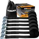 6-Pack 1" x 12FT Cam Buckle Tie Down Straps, 900lbs Capacity Lashing Straps for Securing Cargo, Kayak, Canoe, Motorcycle, Bike, Truck and Luggage (Black)