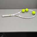 Tennis Racket - Super Value Set with Pre-Strung, Comfortable Handle, 27'' Tennis Racquet for Adults, Includes 3 Tennis Balls, 2 Overgrips and 1 Tennis Bag (White)