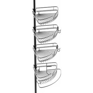 Zenna Home Tension Pole Shower Caddy, Adjustable Corner Shower Storage System with 4 Baskets and Built in Towel Bar, Bathroom Organization Solution, 60 to 97 Inch, Matte Black