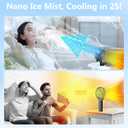 6000mAh Portable Handheld Misting Fan as Backup Power, 50ml XL Water Tank, 20H Runtime 3 Speeds, 180 Foldable Rechargeable Mist Fan for Travel, Outdoors, Makeup - Black