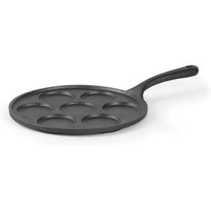 Commercial CHEF Mini Pancake Maker Pan, Pre-Seasoned Cast Iron, Plett Pan with Seven 2.5 Diameter Sections, Works on All Cooktops Including Induction, Outdoor Cookware for Grills, CHCI172