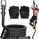 DAJOUJS Climbing Rope 1.5 Inch Diameter 10FT Length Gym Climbing Rope for Workout Fitness & Strength Training, Gym Rope, Exercise Climbing Rope in Black for Adults or Kids Outdoor & Indoor