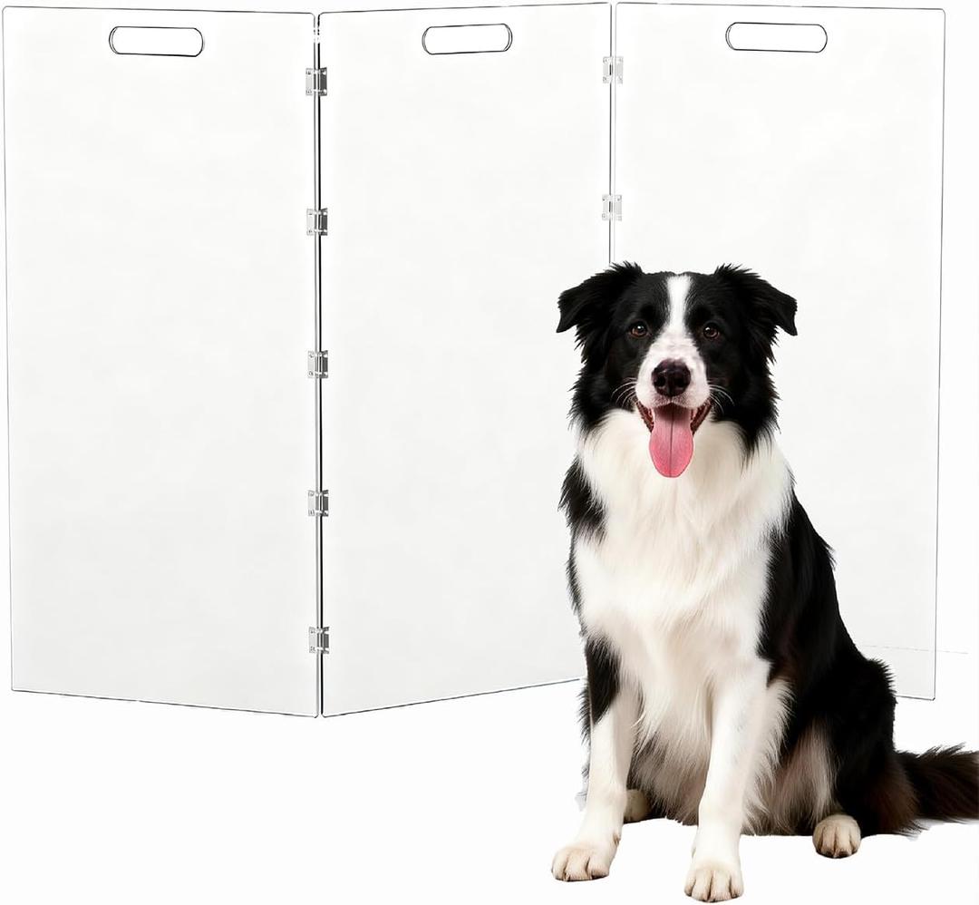 Acrylic Tall Dog Gate, Freestanding Pet Gate Barrier (3 Panel-31.5" H)
