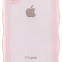 SKYLMW Compatible with iPhone X/XS Case Wavy Frame Cute,Clear/Pink