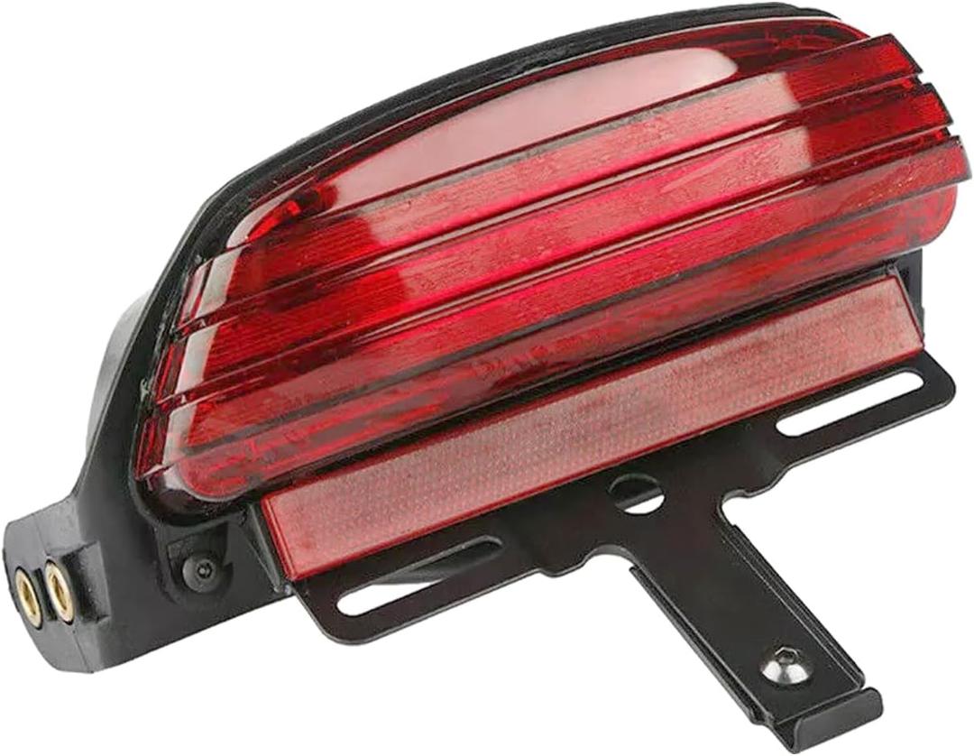 Motorcycle Tri-Bar LED Rear Fender Brake Light Turn Signal Lamp Taillight Compatible with Harley Dyna Fat Bob Softai FXST FXSTB FXSTC FXSTS FLSTSB 2006-2011(Red)