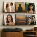 Set of 2 Full Length Vinyl Shelves for 3 Records Each Shelf (39.6 Inch Length) with Groove - Vinyl Record Storage, 2 Pack