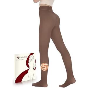 iceROSE Fleece Lined Tights Women - Sheer Black Thermal Leggings Thick Warm Pantyhose Fake Translucent Dress for Cold Winter 2XL