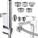Handheld Shower with Faucet Douche Attachments, Shower 3 Heads in Aluminium - with Faucet Splitter, 59 inch Hose and Hook up Toilet or Wall Mount