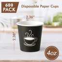 TV TOPVALUE 600 Pack 4 oz Paper Cups, Small Disposable Coffee Cups, Paper Espresso Cups, Hot/Cold Drinking Cups for Party, Picnic, Travel and Events
