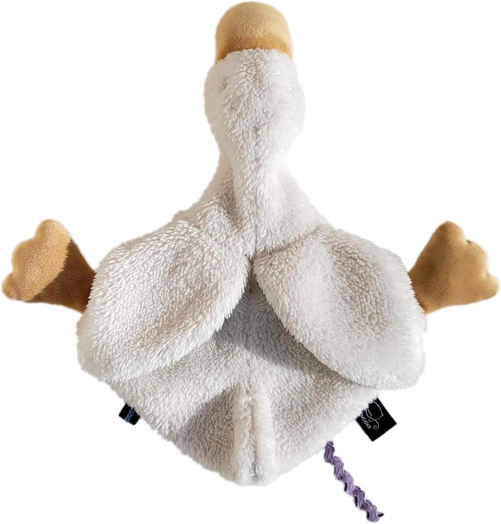 Veronea Helga The Goose, Pacifier Holder, Security Blanket Lovey, Infant Stuffed Toy, 9.8 Inches (Pack of 1) (Cannoli Cream)