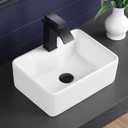 Vessel Sink 16"x12" Bathroom Rectangular Sink White with Faucet Hole, 15.9"x12"