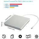 External USB-C SuperDrive DVD CD Drive Portable DVD CD Reader/Burner for Apple-MacBook Air/Pro/iMac/Mini/MacBook Pro/ASUS/DELL/Laptop with USB-C Port Plug and Play (Silver)