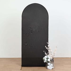 Tableclothsfactory 7ft Black Spandex Fit Round Top Backdrop Frame Stand Cover, 2-Sided Wedding Arch Cover