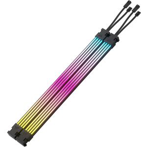 CORSAIR iCUE ARGB PSU Cable Strips  2X 200mm LED Strips  100 RGB LEDs Per Strip  Fits Any PSU Cable  Motherboard 5V ARGB Control  Black