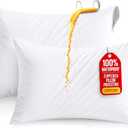 Set of 2 Pillow Protectors with Zipper Standard Size, Bed Bug and Dust Mite Proof Pillow Covers, Ultra Soft Pillow Encasements, Moisture Wicking and Waterproof Pillow Cases by Utopia Bedding (White)