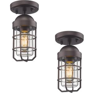 Emliviar 4 Pack Farmhouse Semi Flush Mount Ceiling Lights, Small Ceiling Lights for Porch, Clear Tempered Glass in Oil Rubbed Bronze Finish, GE255F-2PK ORB Emliviar 4 Pack Farmhouse Semi Flush Mount Ceiling Lights, Small Ceiling Lights for Porch, Clear Tempered Glass in Oil Rubbed Bronze Finish, GE255F-2PK ORB