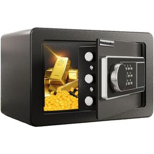 Small Home Safe Box with External Battery Box, Digital Keypad Safe, 0.5 Cubic Feet Compact Personal Safe for Money, Jewelry and Valuables, Bedroom & Office Use,11.8W x 7.9D x 7.9H