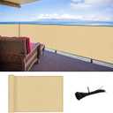 SUNLAX 3'x10' Dark Green Balcony Privacy Screen Fence Windscreen Cover Fabric Shade Netting Mesh Cloth with Grommets UV Protection for Patio, Backyard, Porch, Railing Shield 90% (We Make Custom Sizes)