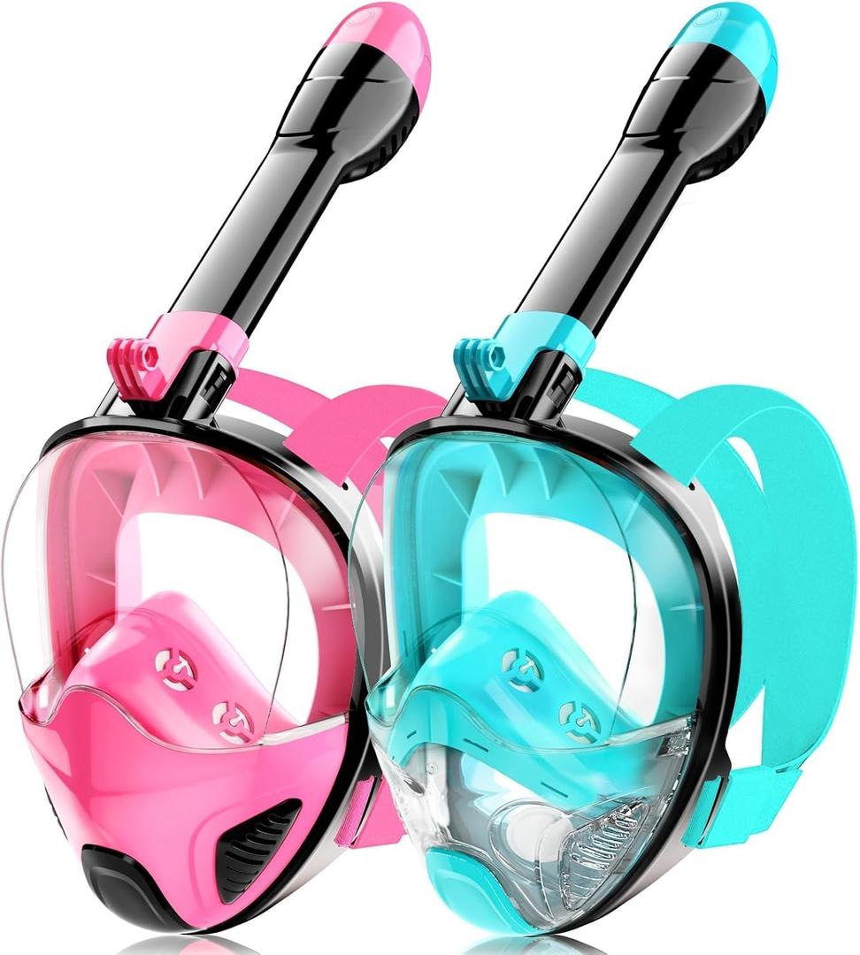 Full Face Snorkel Mask for Adults Teen, Snorkeling Gear with Detachable Camera Mount, Panoramic 180 View, Anti-Fog Anti-Leak Snorkling Set for Man and Women