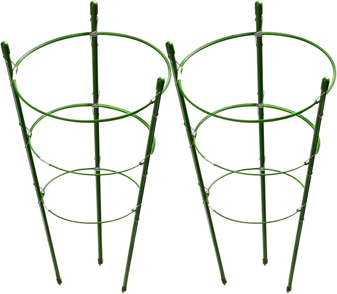 LEOBRO Tomato Cage, 2 PCS Plant Support Cage Rust Resistant Garden Ring Stake Plant Support for Tomato, Trellis, Climbing Plant, Flower, Small Plant Cages for Small Plants,17.7" H (17.7H5.48D-6.18D-6.89D)
