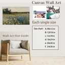 Wildflower Meadow Wall Art Vintage Countryside Landscape Oil Painting Canvas Print Farmhouse Botanical Nature Poster Cottagecore Floral Field Wall Decor for Bedroom Living Room 18x12inch Unframed