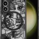 XIZYO Magnetic Case for Samsung Galaxy S23 Plus Floral Rose Flower Cute [Compatible with Magsafe] for Women Girls Aesthetic Pattern Slim TPU Shockproof Bumper Cover, Black