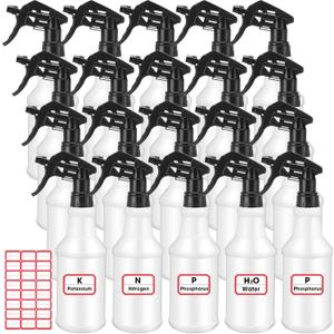 Rtteri 20 Pack 32oz Plastic Spray Bottles for Cleaning, Empty Spray Bottles Bulk, Adjustable Leak Proof with Label for Plants Pet BBQ Kitchen (Black)