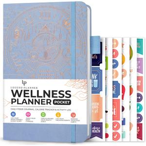 Legend Wellness Planner & Food Journal Pocket  Daily Diet & Health Journal with Weight Loss, Measurement & Exercise Trackers  Lifestyle & Nutrition Diary  Lasts 6 Months, 3.9x6.3  Periwinkle (Periwinkle Gold Foil)