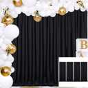 Black Backdrop Panels Halloween Background: Polyester Backdrop Curtains Fabric 20ftx8ft Wall Backdrop Stage Wedding Decorations Drape (4Pcs 5Ftx8Ft)