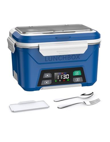 EAST OAK Cordless Electric Lunch Box for Adults, Heated Lunch Box Battery Powered with Automatic Heating, 5.5 Cups Portable Food Warmer with Removable Tray Divider