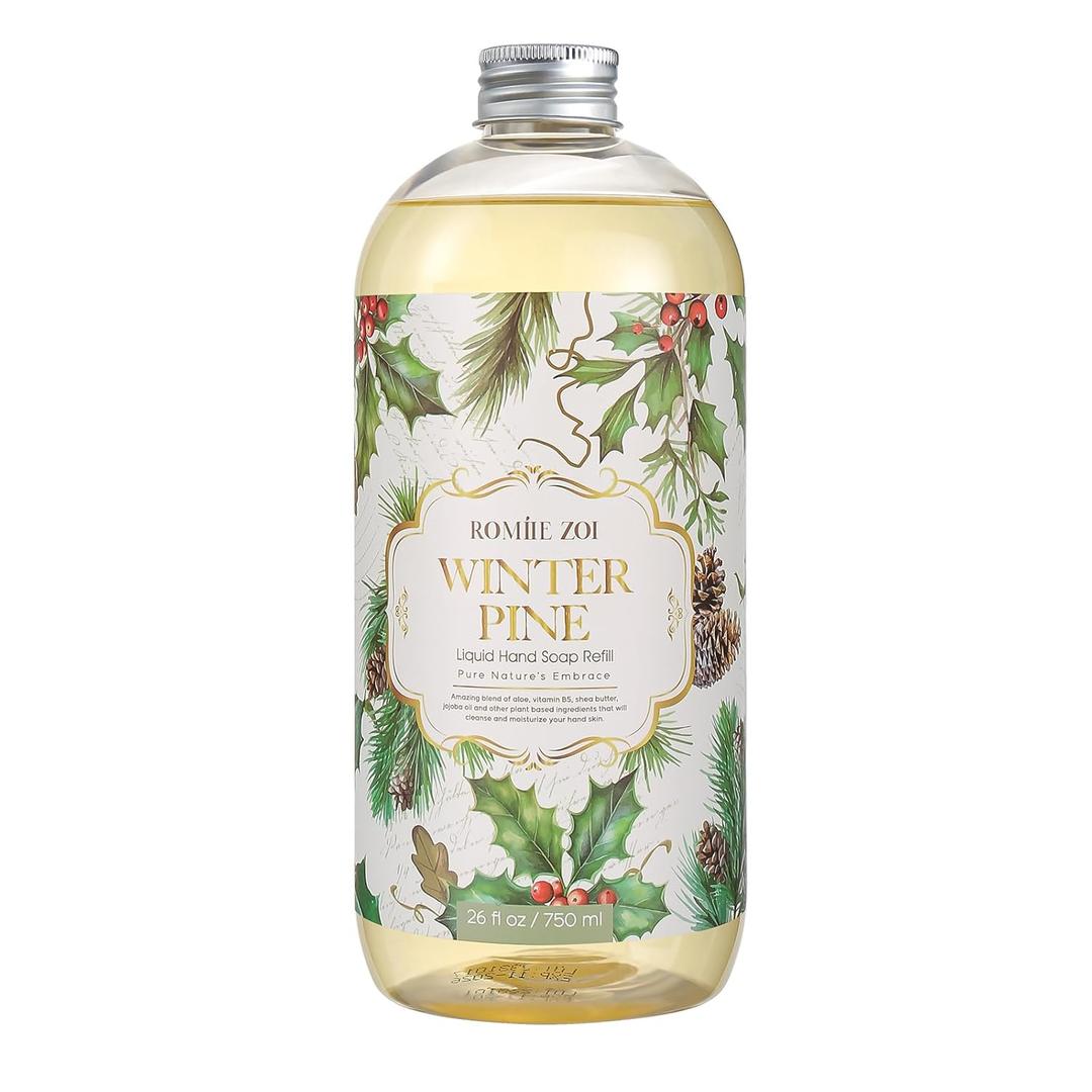 ROMIIE ZOI Christmas Liquid Hand Soap Refill-Winter Pine Soap Refill- Infused with Sweet Pine Aroma, Gentle & Moisturizing Formula for Home & Kitchen, 750 ML/ 26 FL OZ