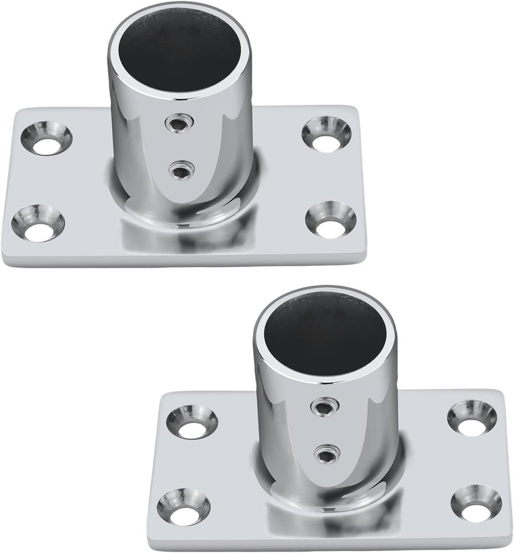Boat Hand Rail Bases 316 Stainless Steel 90 Rectangular  Marine-Grade Fittings for 7/8" & 1" Tubes  Heavy Duty, with Installation Hardware (1"(2Pack))