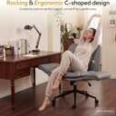 Dowinx Criss Cross Chair with Five-Level Adjustable Arms and Wheels - Comfortable Ergonomic PU Leather Swivel Vanity Chair - Computer Makeup Gaming Chair for Home Office, Bedroom, Vanity Room (Grey)