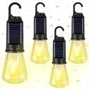 4 x 4 Pcs Solar Mosquito Repellent Camping Lantern with Yellow Light, Mosquito-reducing Rechargeable LED Bulb, 3 Different Modes, Portable Hanging Tent Light with Hook for Camping Hiking(T02)