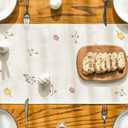 Artoid Mode Bow Bunny Eggs Happy Easter Table Runner,Seasonal Spring Flowers Carrots Kitchen Dining Table Decoration for Home Party Decor 13x60 Inch (Beige)
