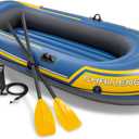 INTEX Challenger 2 Inflatable Boat Set: Includes Deluxe 48in Boat Oars and High-Output Pump