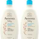 Aveeno Baby Daily Moisture Body Lotion for Sensitive Skin, Hypoallergenic Moisturizing Baby Lotion with Nourishing Oat to Deeply Moisturize Baby's Skin, Fragrance-Free, 18 fl. oz, 2 Pack