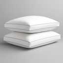 Blue Ridge Home Fashions Firm Down Alternative Bed Queen Size Set of 2 400 Thread Count 100% Cotton, Never-Go Flat Gusseted Supportive Pillows for Back or Side Sleepers, Standard, White