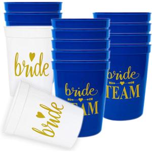 LADY&HOME Bachelorette Party Plastic Cups Bride Team Gifts Reusable Party Cups for Bridal Party(Navy Blue)