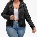 Geschallino Women's Faux Leather Jacket Plus Size Motorcycle Biker Clothes Outfits Short Fashion PU Coat,Size 5X