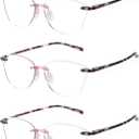 TERAISE Rimless reading glasses for women Comfortable Lightweight Frameless Reader Blue Light Blocking Computer Eyeglasses (Pink Leopard)