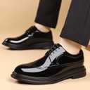 ZUAUOOT Men's Dress Shoes Patent Leather Casual Lace Up Business Formal Wingtip Shoes Black 39