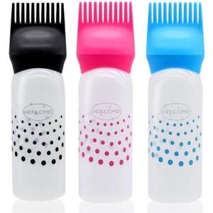 Root Comb Applicator Bottle: 6 Ounce Hair Dye Applicator Brush, Scalp Oil applicator, Hair Root Comb Color with Graduated Scale, 3Pack, 2 Sets